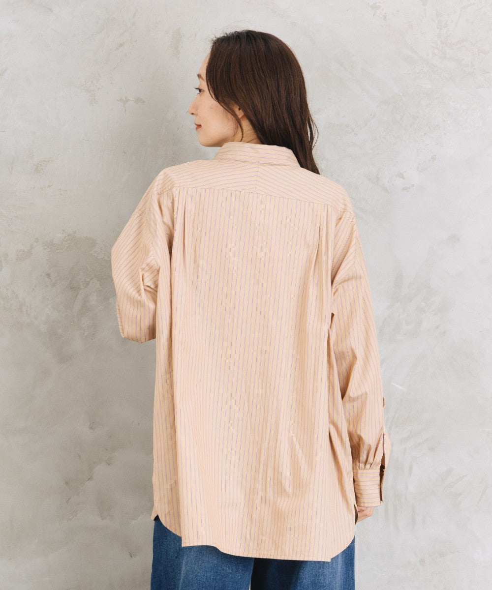LIYOCA [Rogique]〈MADE IN JAPAN〉ストライプ刺繍ワンポイントシャツ【先行予約】
