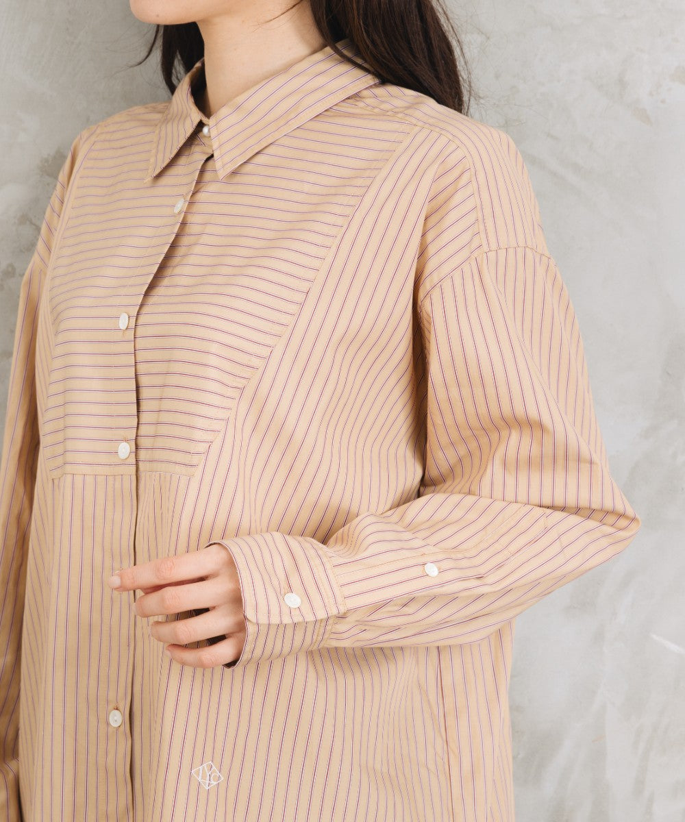 LIYOCA [Rogique]〈MADE IN JAPAN〉ストライプ刺繍ワンポイントシャツ【先行予約】