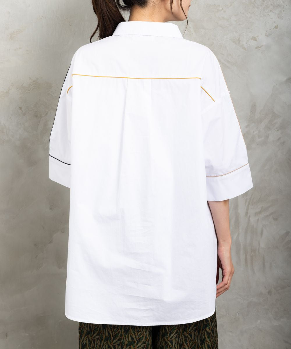 【大きいサイズ】9号・15号(M・3L) FONTLAB 配色パイピングシャツ- マインドウインド公式オンラインストア