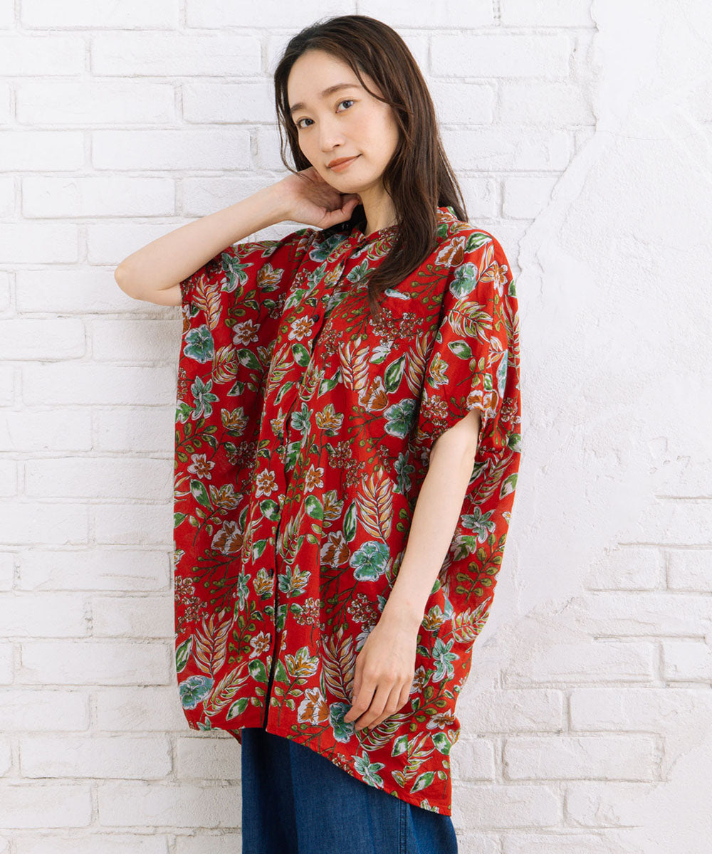 大きいサイズ レディース プリントシャツ フラワープリント 薄手 綿100%｜sabstreet my standard(サブストリートマイスタンダード)