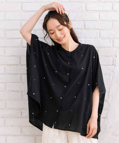 21号(6L～) INDESIGN プリント＆シャイニードットドルマンシャツ