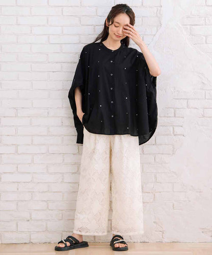 21号(6L～) INDESIGN プリント＆シャイニードットドルマンシャツ