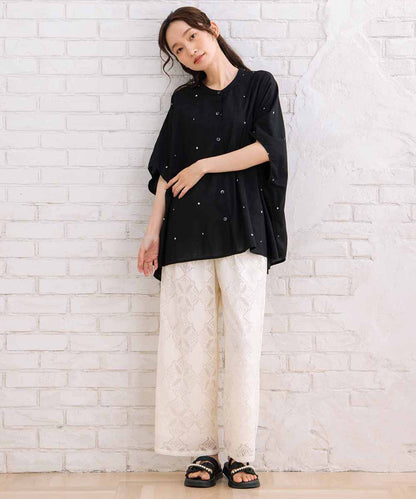 21号(6L～) INDESIGN プリント＆シャイニードットドルマンシャツ