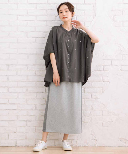 21号(6L～) INDESIGN プリント＆シャイニードットドルマンシャツ