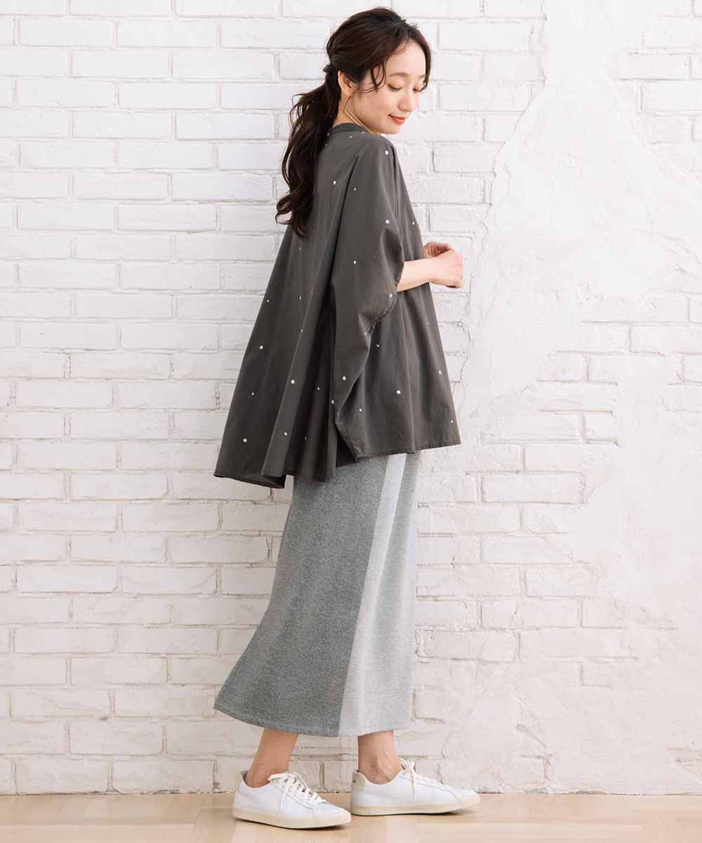 21号(6L～) INDESIGN プリント＆シャイニードットドルマンシャツ