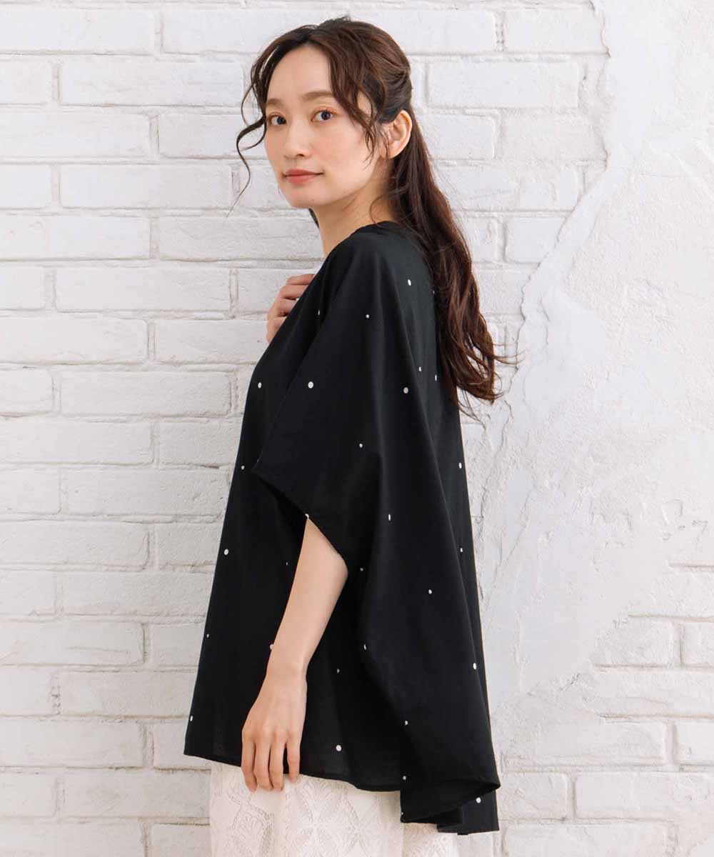 21号(6L～) INDESIGN プリント＆シャイニードットドルマンシャツ