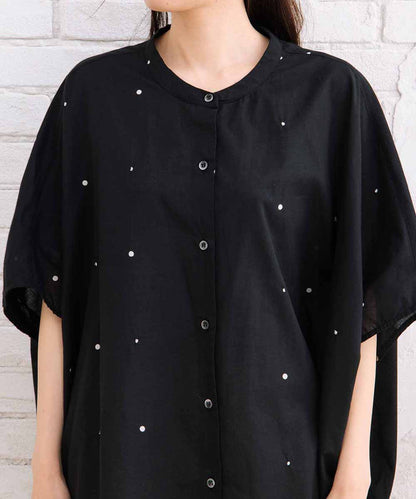 21号(6L～) INDESIGN プリント＆シャイニードットドルマンシャツ