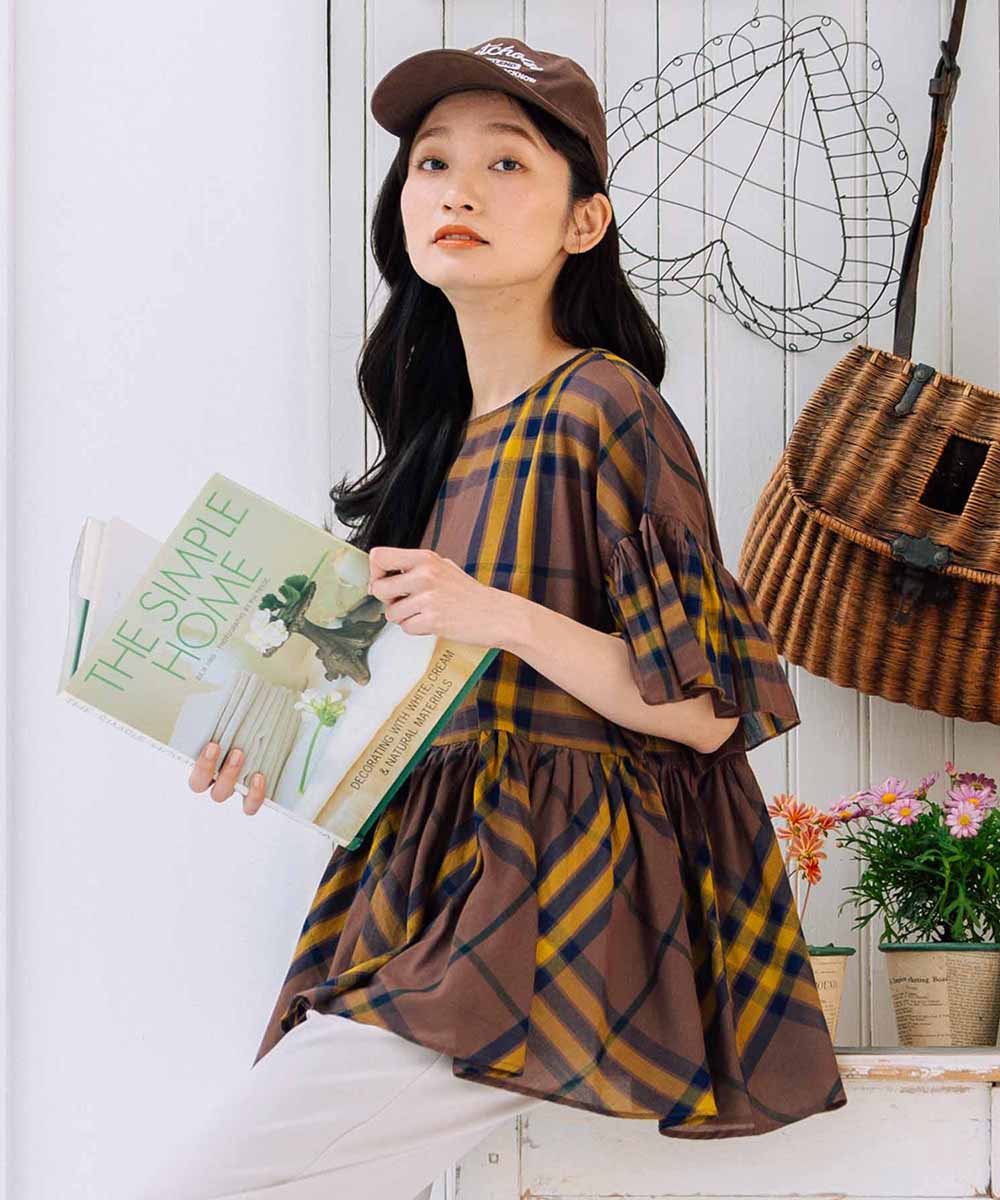 大きいサイズ レディース フリル袖 ペプラム ブラウス｜sabstreet my standard(サブストリートマイスタンダード)