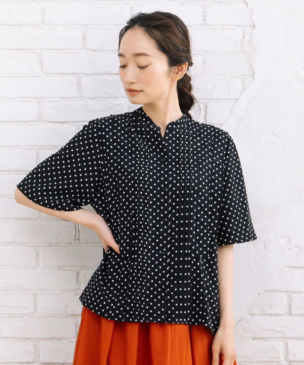 大きいサイズ レディース ドットブラウス ジョーゼット素材｜sabstreet my standard(サブストリートマイスタンダード)