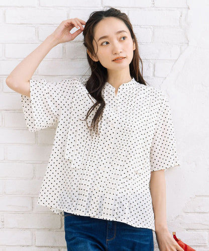 21号(6L～) FONTLAB タックジョーゼットドットブラウス