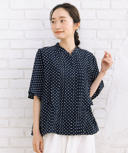 21号(6L～) FONTLAB タックジョーゼットドットブラウス