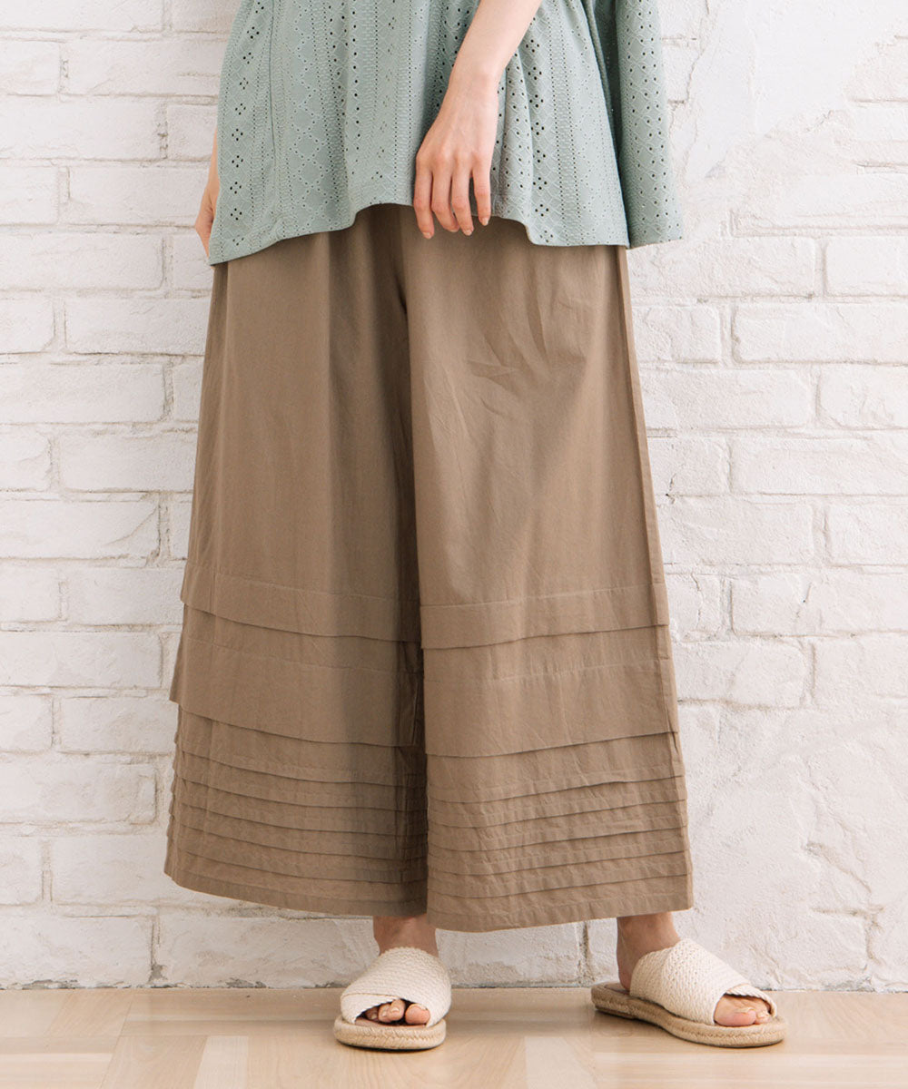 大きいサイズ レディース コットン素材 タック ワイドパンツ｜sabstreet my standard(サブストリートマイスタンダード)