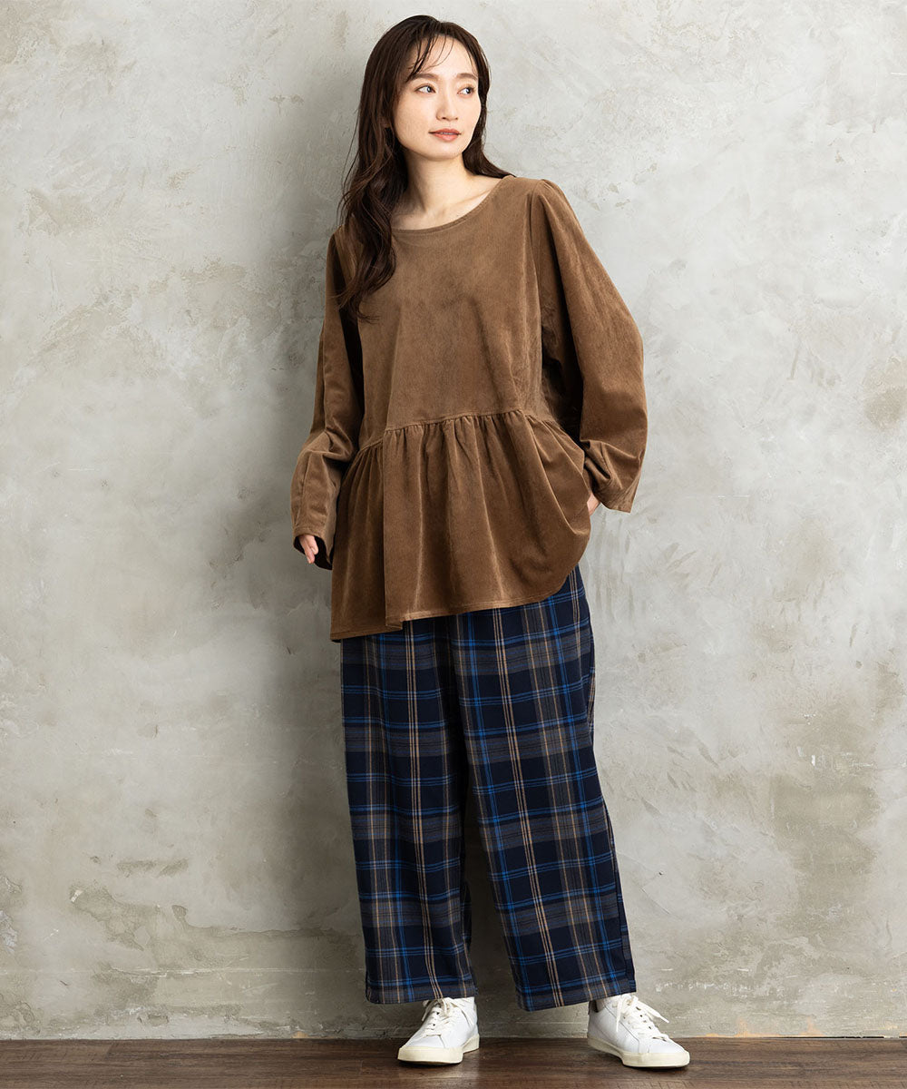 21号(6L～) 両面起毛セミワイドパンツ