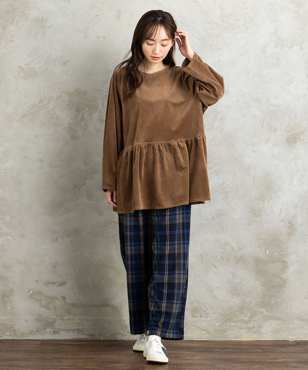 両面起毛セミワイドパンツ