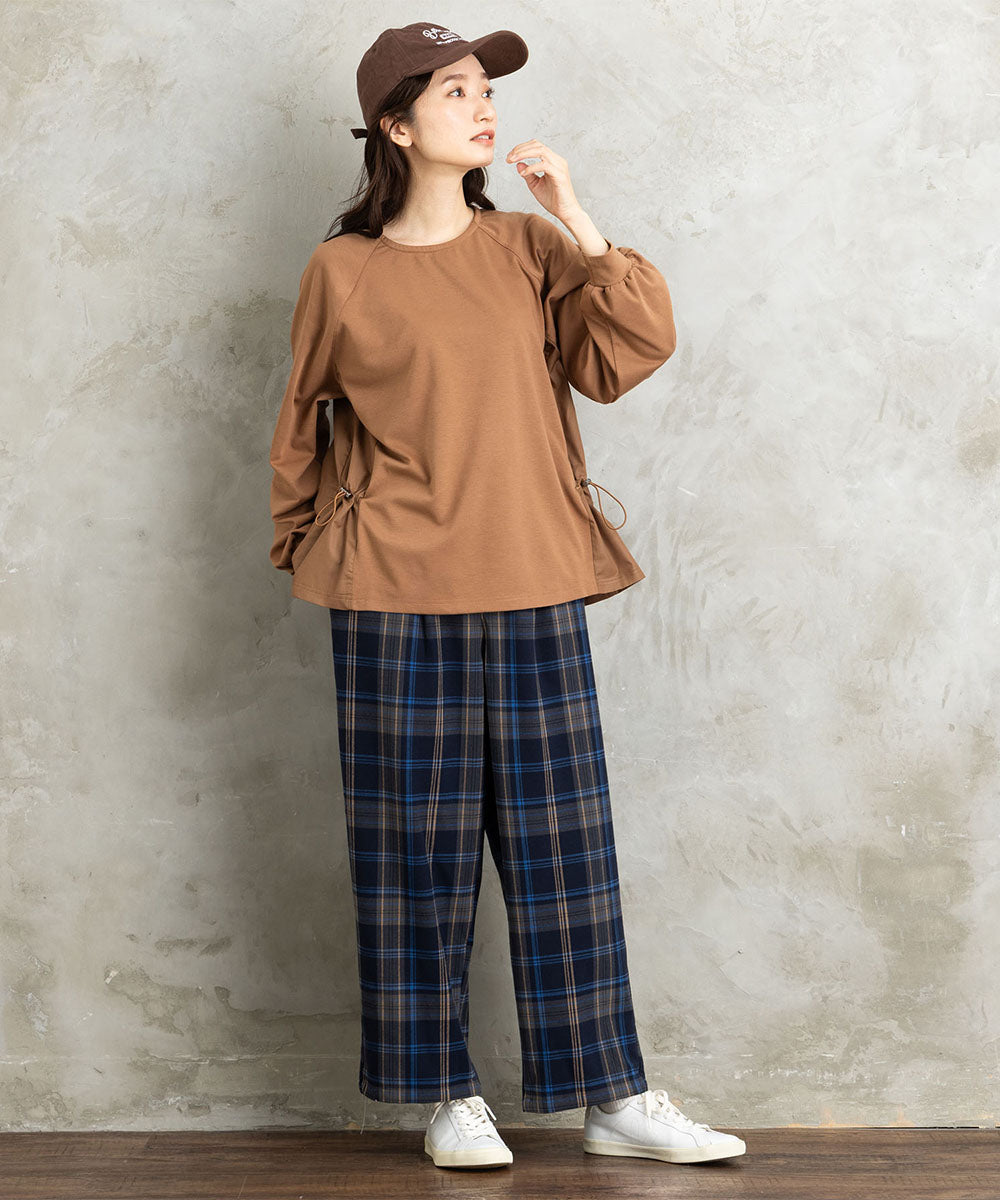 両面起毛セミワイドパンツ