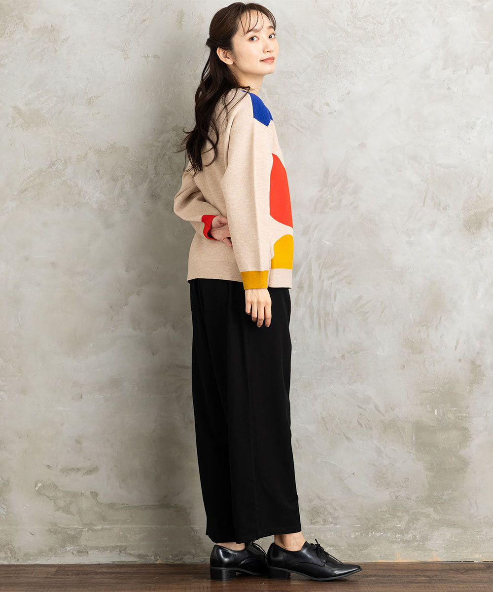 21号(6L～) 両面起毛セミワイドパンツ