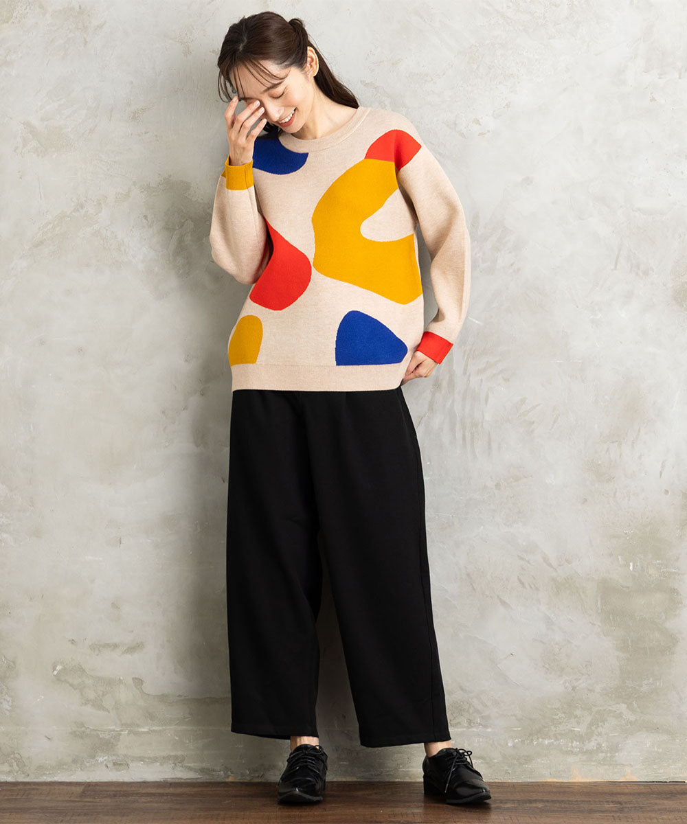 両面起毛セミワイドパンツ