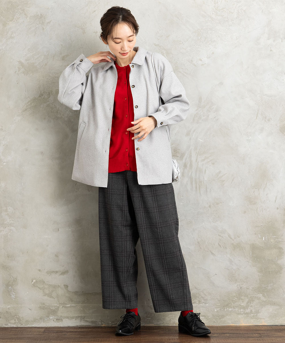 両面起毛セミワイドパンツ