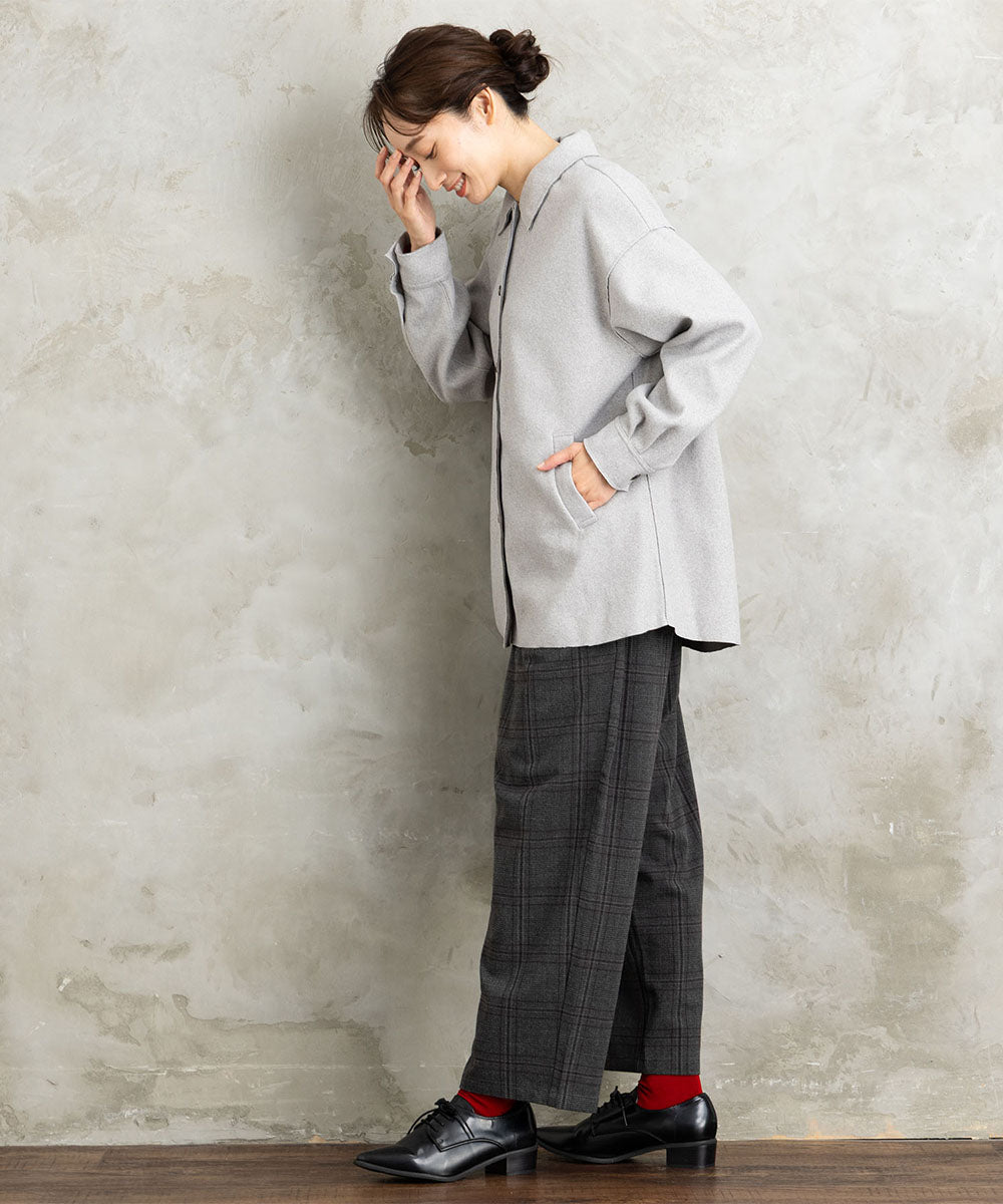 両面起毛セミワイドパンツ