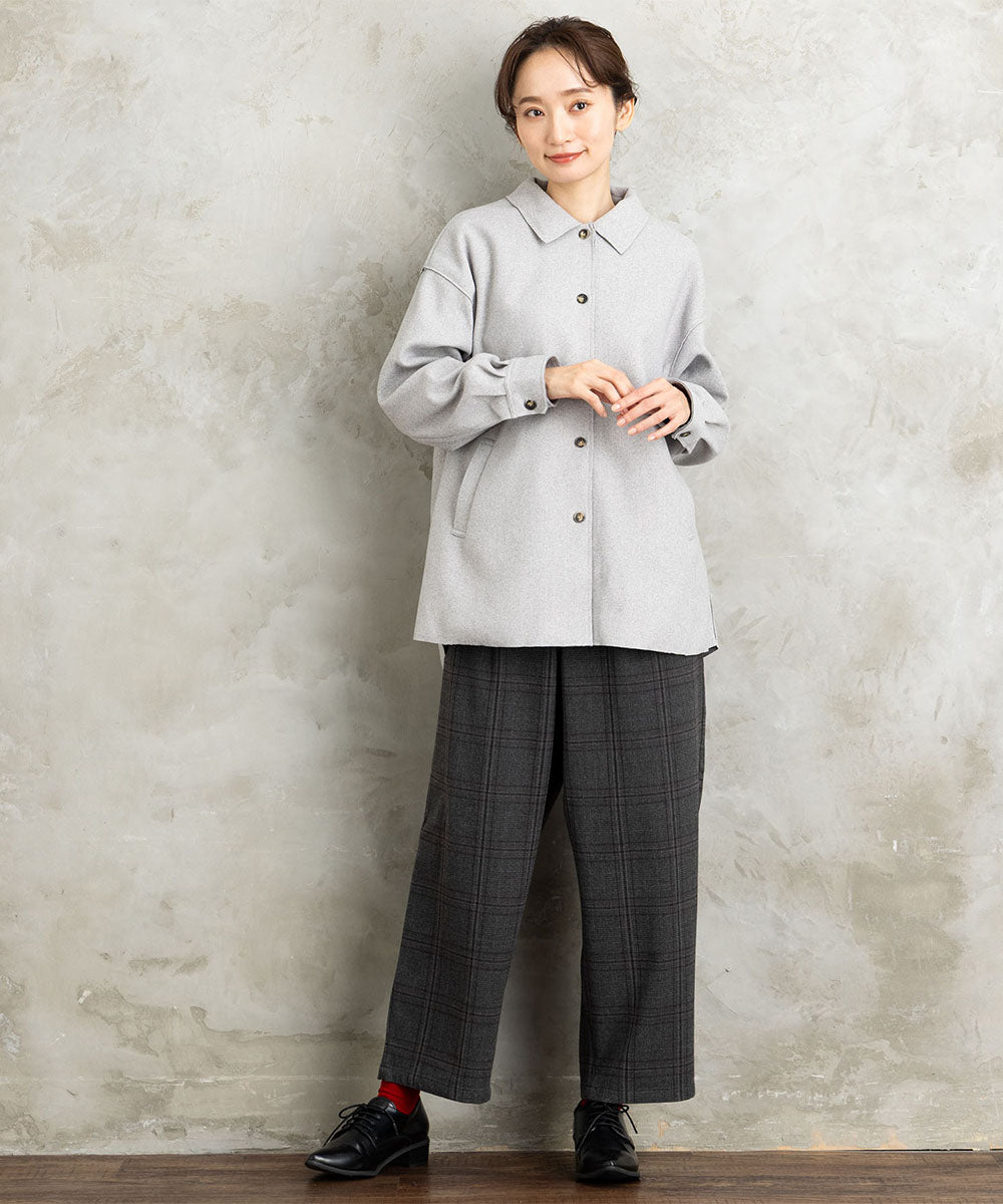 両面起毛セミワイドパンツ