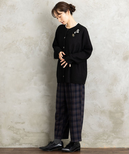 両面起毛セミワイドパンツ