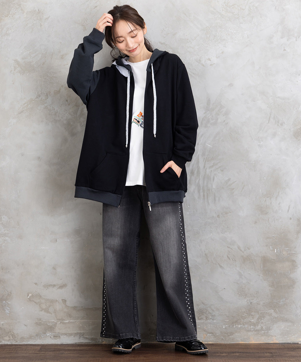 21号(6L～) SOPHIA CURVY スタッズデニムパンツ