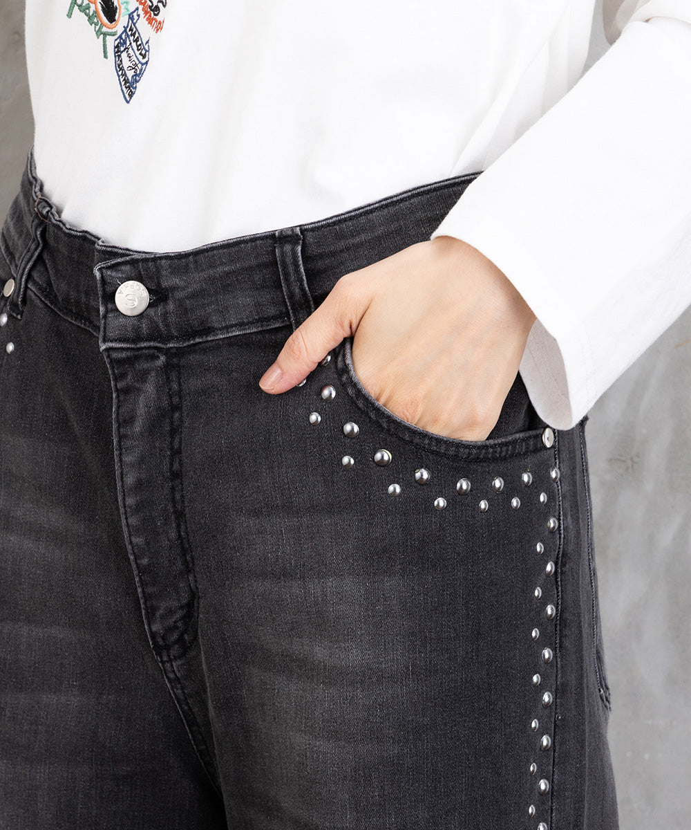 21号(6L～) SOPHIA CURVY スタッズデニムパンツ