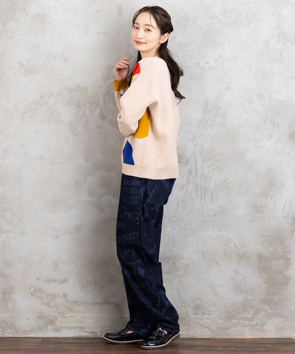 21号(6L～) SOPHIA CURVY メッセージプリントデニムパンツ