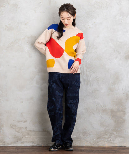 21号(6L～) SOPHIA CURVY メッセージプリントデニムパンツ