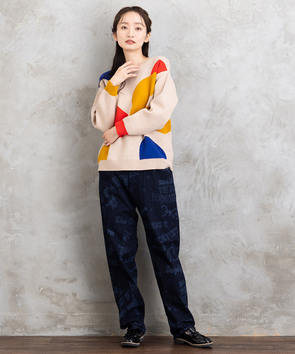 21号(6L～) SOPHIA CURVY メッセージプリントデニムパンツ