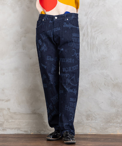 12-1593 SOPHIA CURVY [リミサロ]メッセージプリントデニム