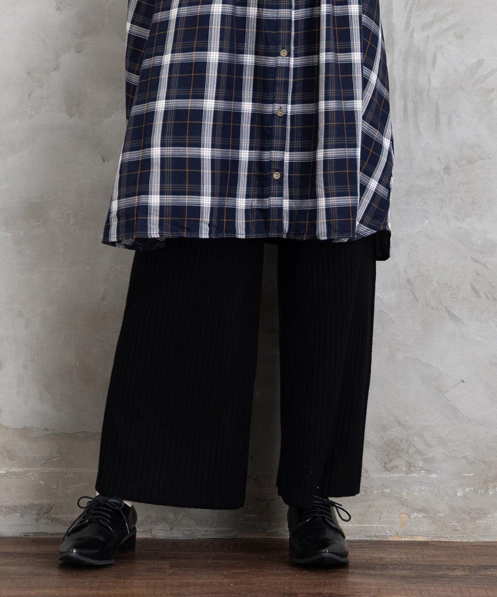 FONTLAB リブニットセミワイドパンツ