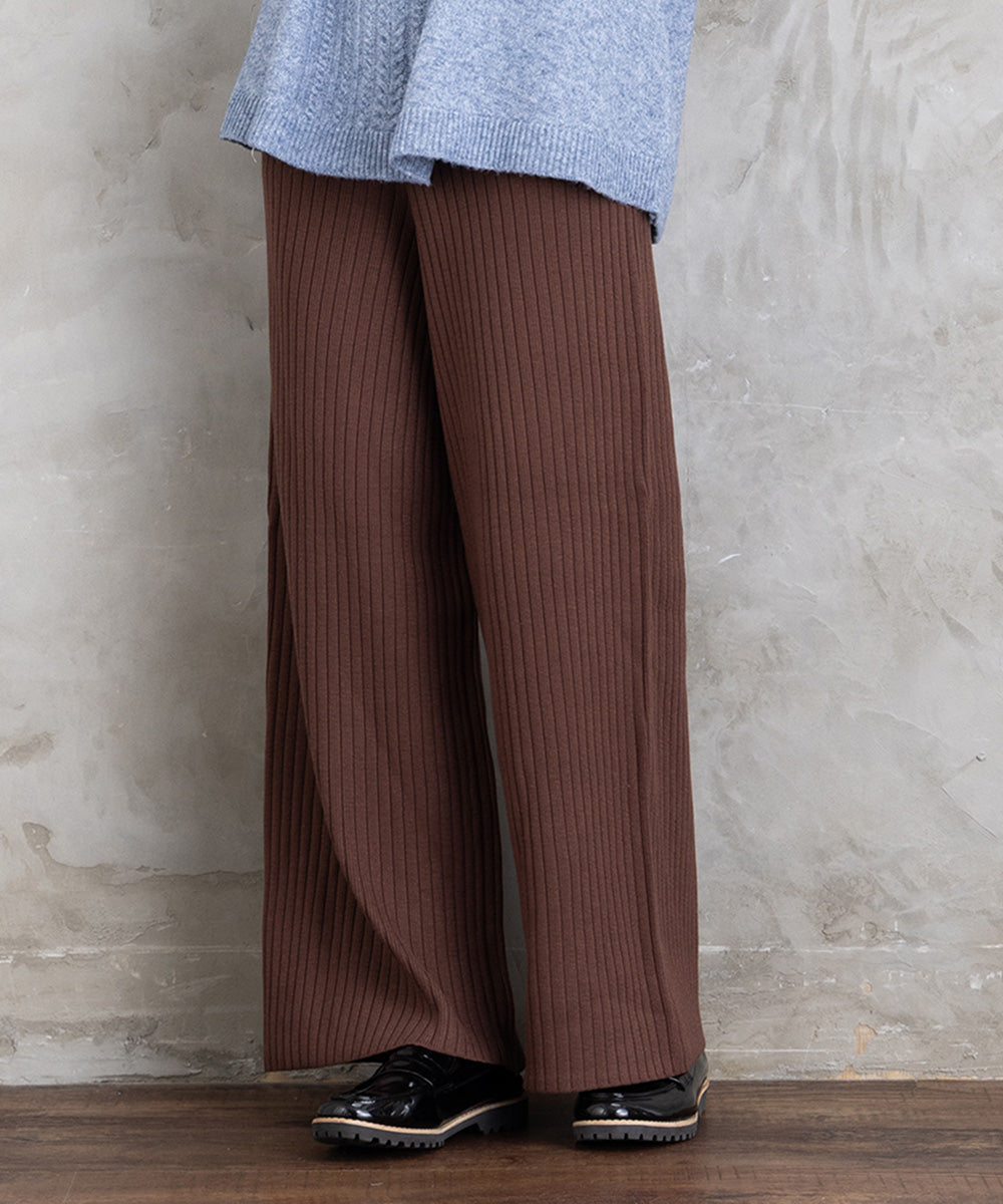 FONTLAB リブニットセミワイドパンツ