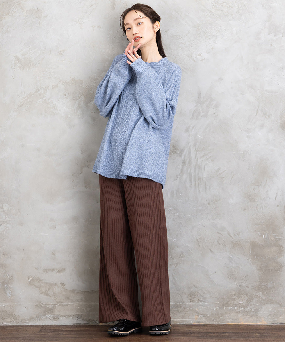 FONTLAB リブニットセミワイドパンツ