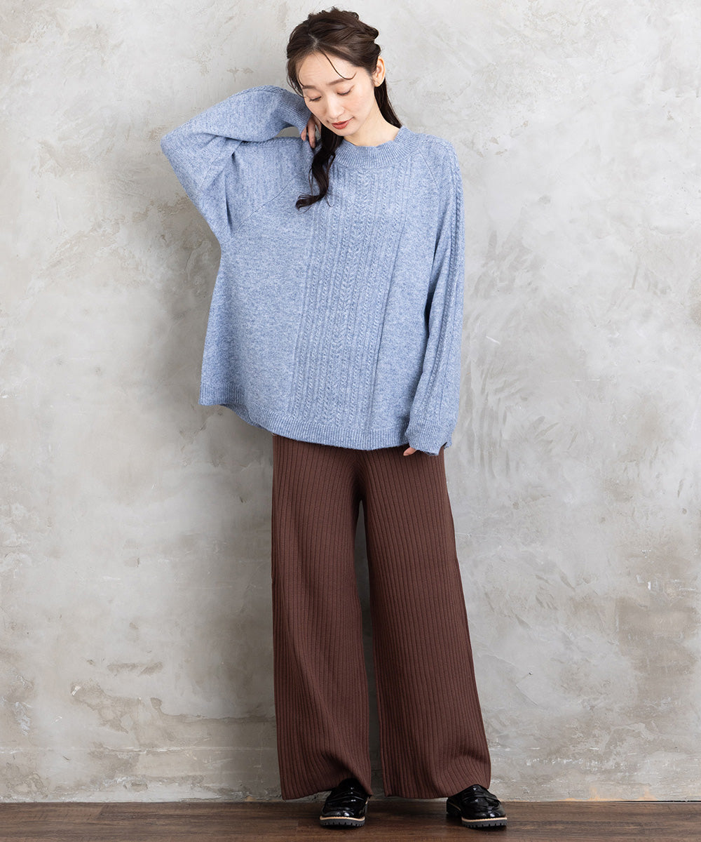 FONTLAB リブニットセミワイドパンツ