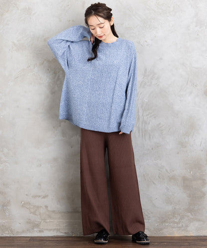 FONTLAB リブニットセミワイドパンツ