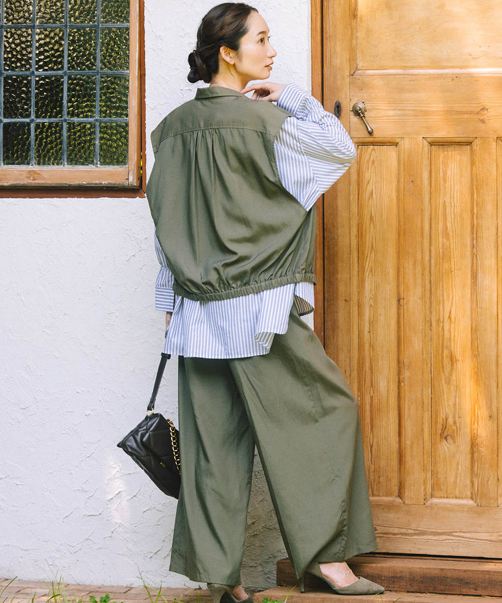 LIYOCA [30th]タックワイドパンツ