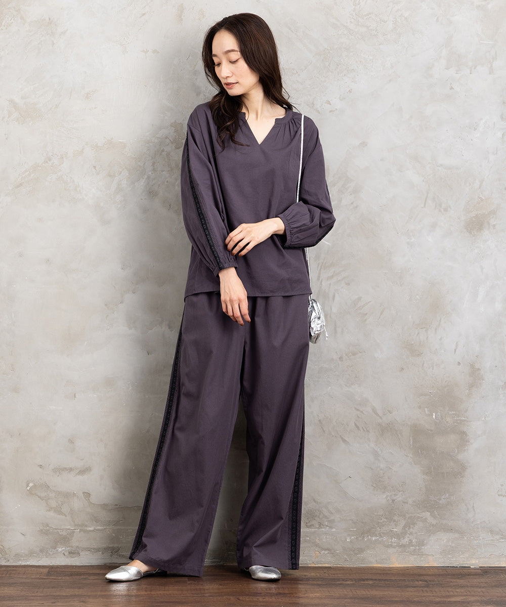 INDESIGN チロリアンテープエンブロイダリーラインパンツ