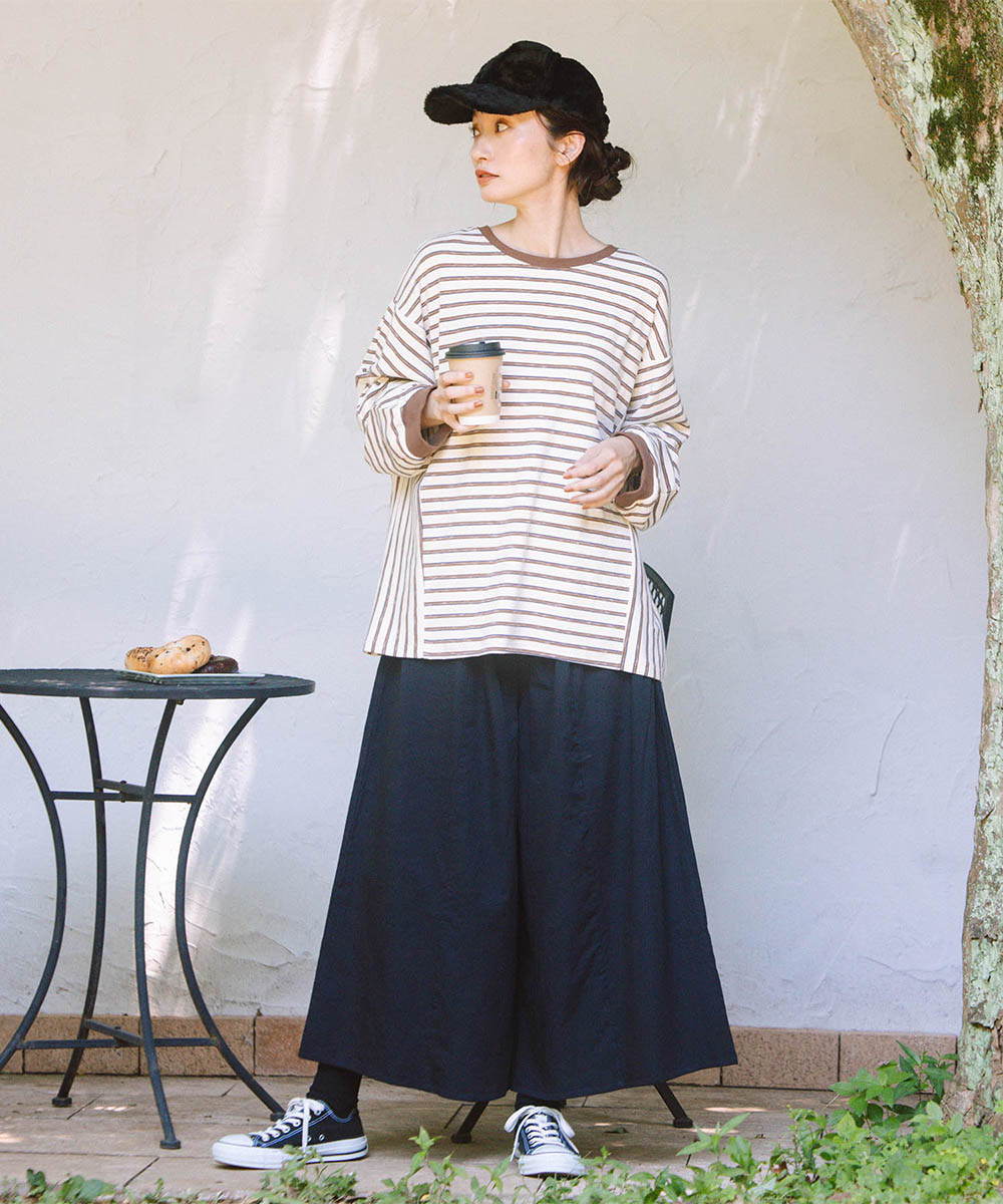 INDESIGN コットンツイルワイドパンツ