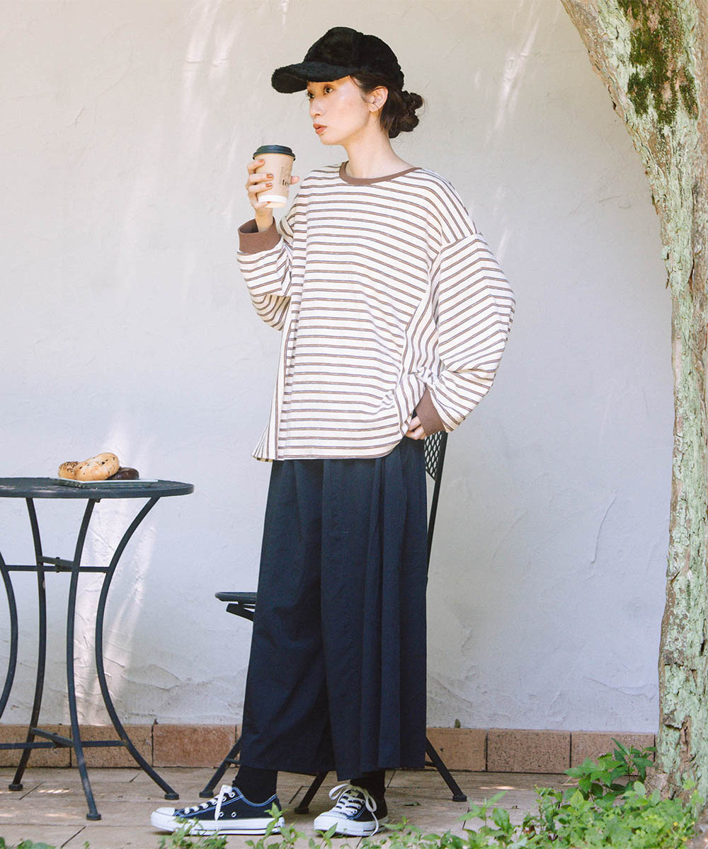 21号(6L～) INDESIGN コットンツイルワイドパンツ