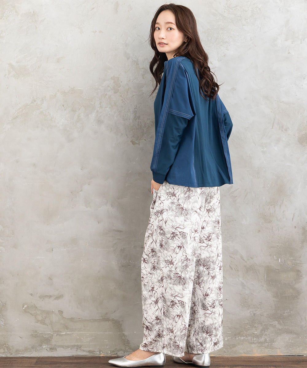 フラワージャカードワイドパンツ