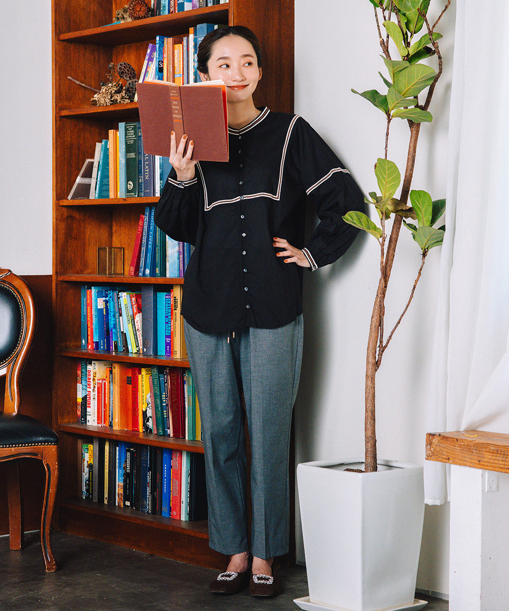 21号(6L～) トロピカルウールセンタープレステーパードパンツ