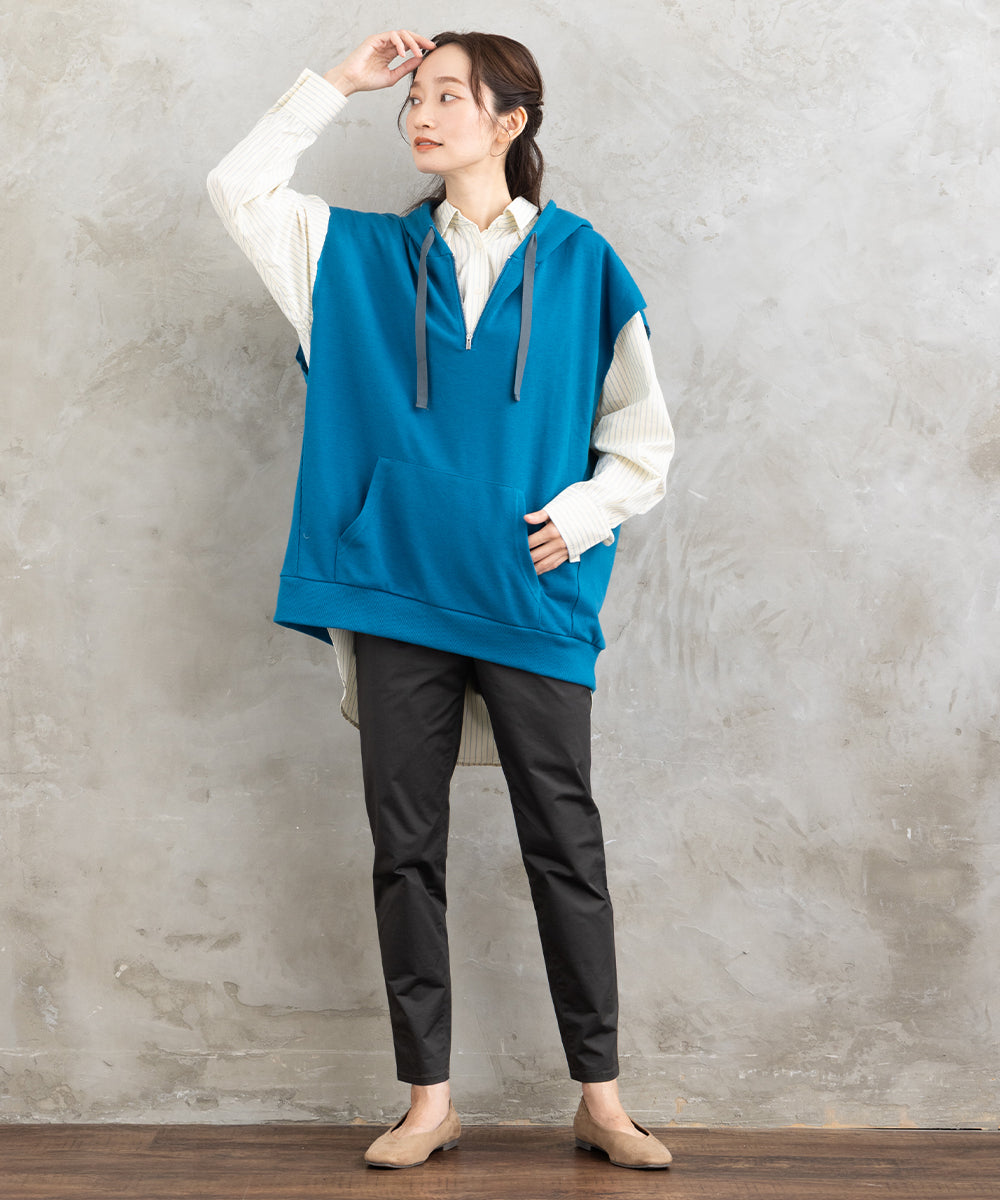 コットンストレッチテーパードパンツ