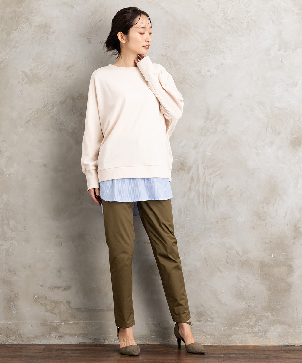 コットンストレッチテーパードパンツ