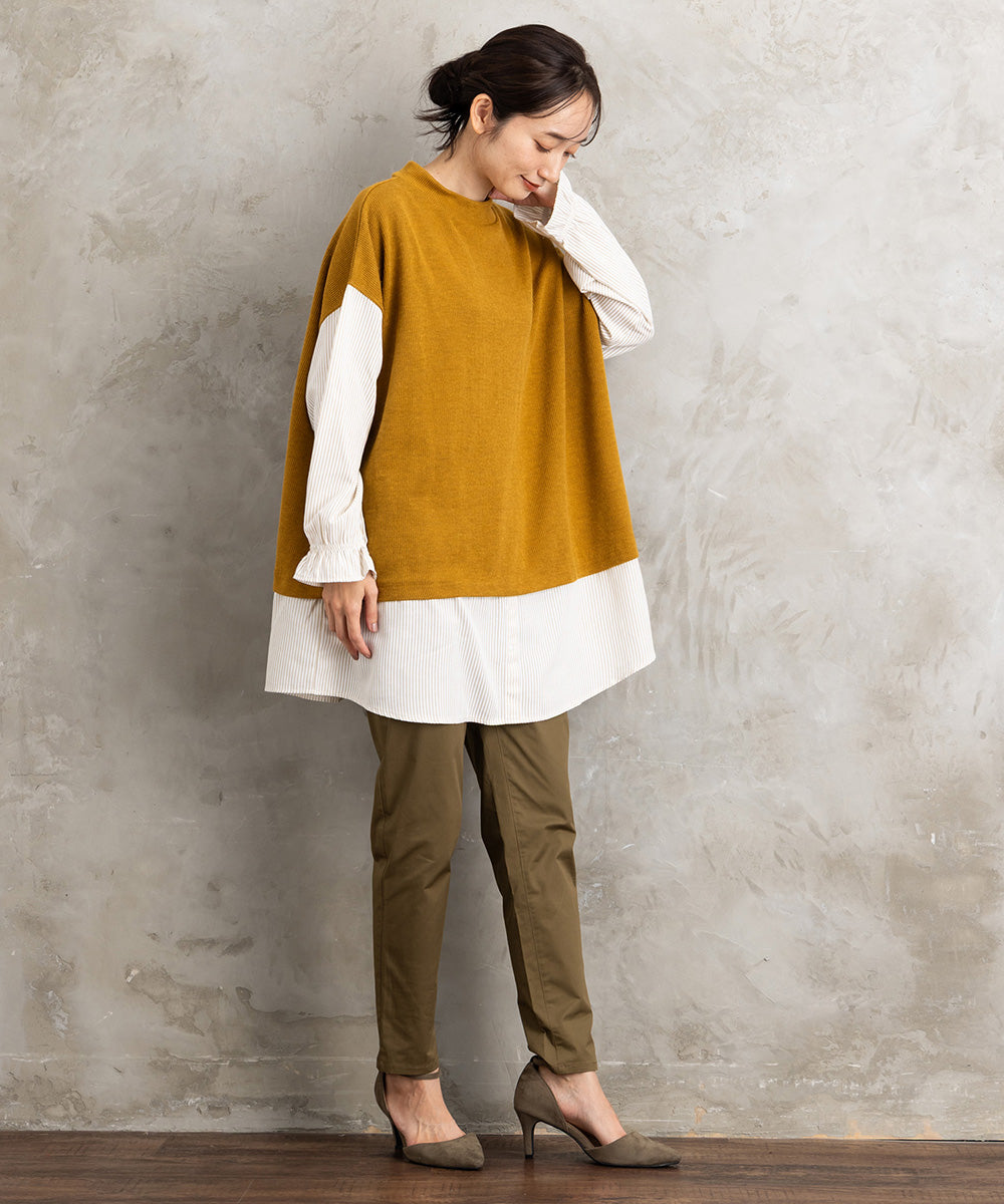 コットンストレッチテーパードパンツ