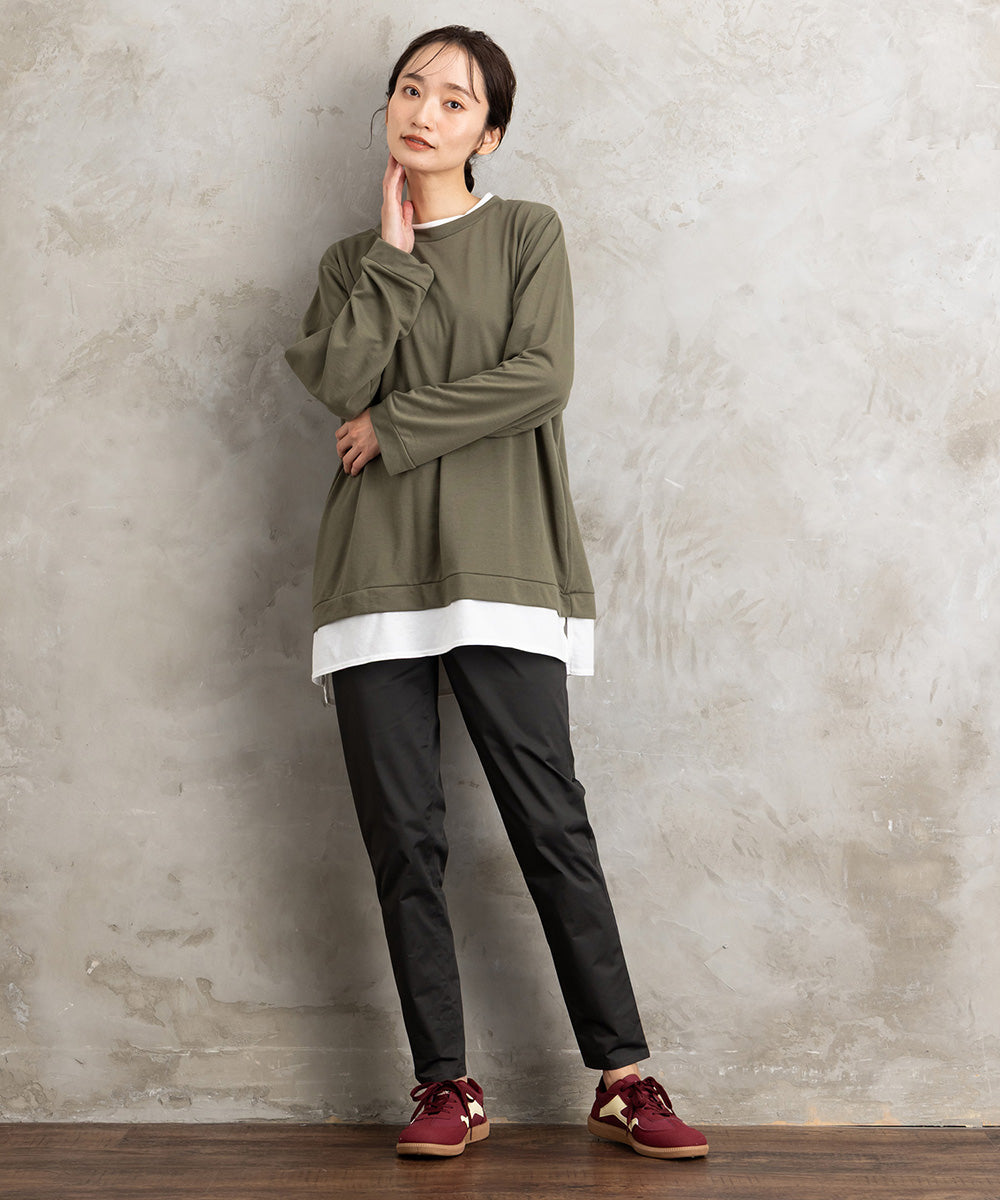 コットンストレッチテーパードパンツ