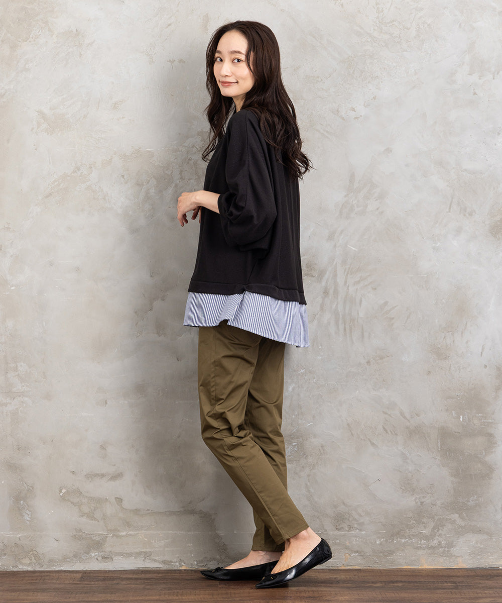 21号(6L～) コットンストレッチテーパードパンツ