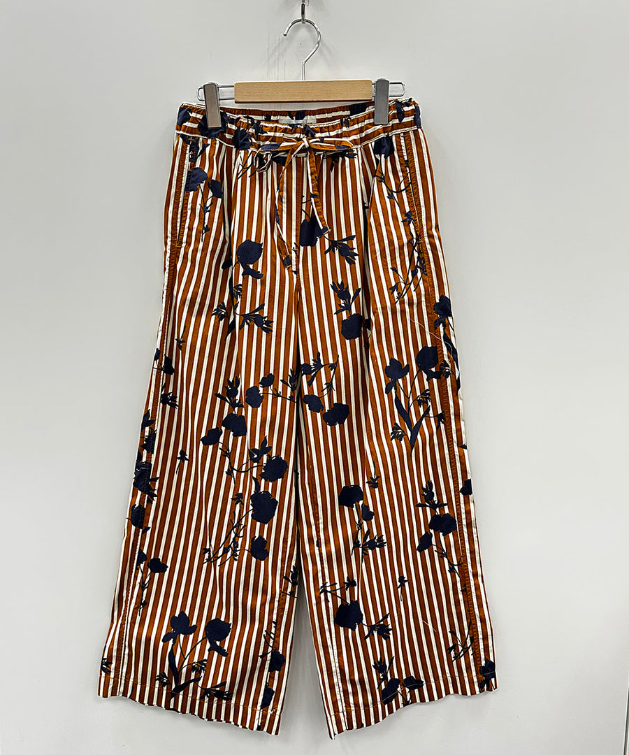MAT DE MISAINE フラワーストライプワイドパンツ