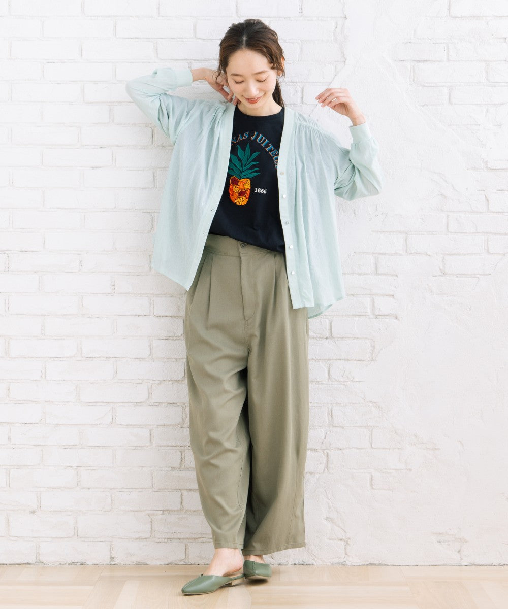 LIYOCA コットンリヨセルチノタックパンツ
