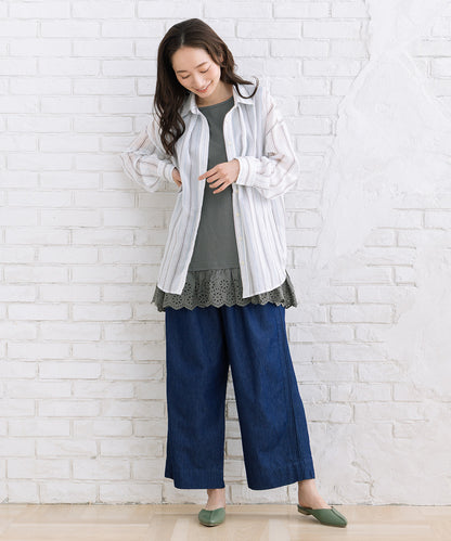 INDESIGN ピンタックラインデニムパンツ